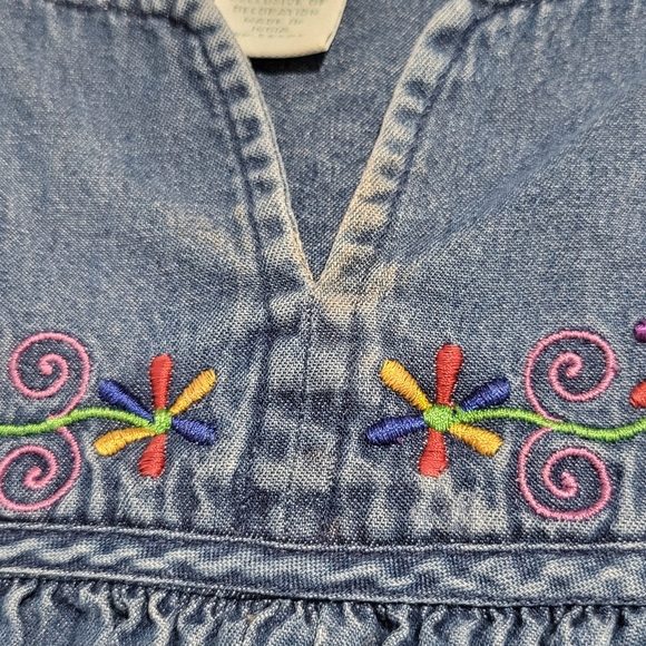 Bechamel Vintage Denim Embroidered Dress Size M Knee-length Pockets - Picture 13 of 15